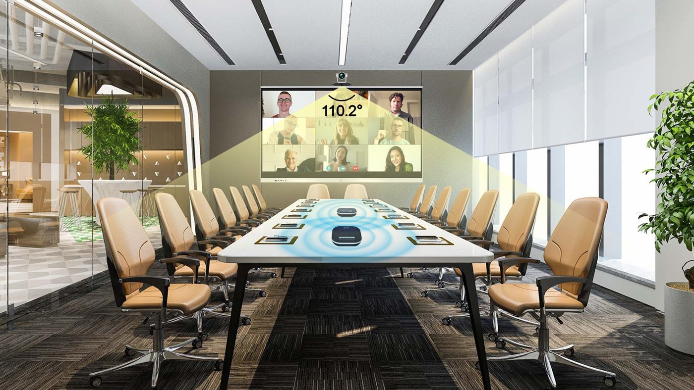 Boardroom with ATVI video conferencing